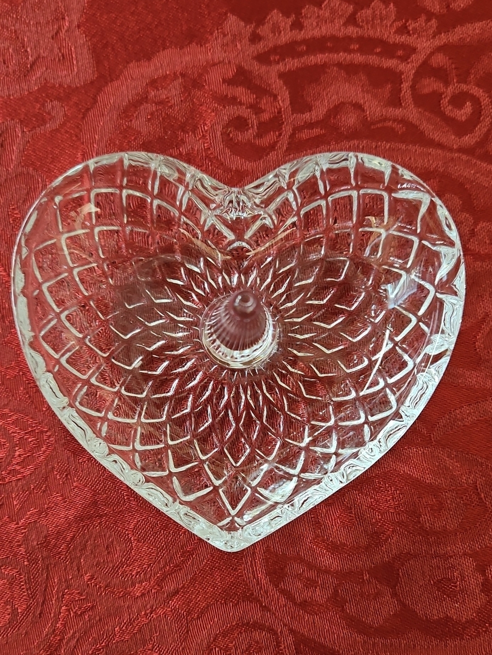 Mikasa Studio Crystal Large Vintage Clear Heart Shaped Jewelry Ring Holder Dish
